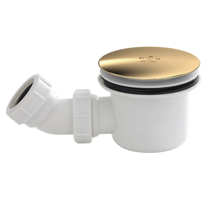 Shower Trays Fast Flow Waste 78Cm Shower Drain, White/Brass