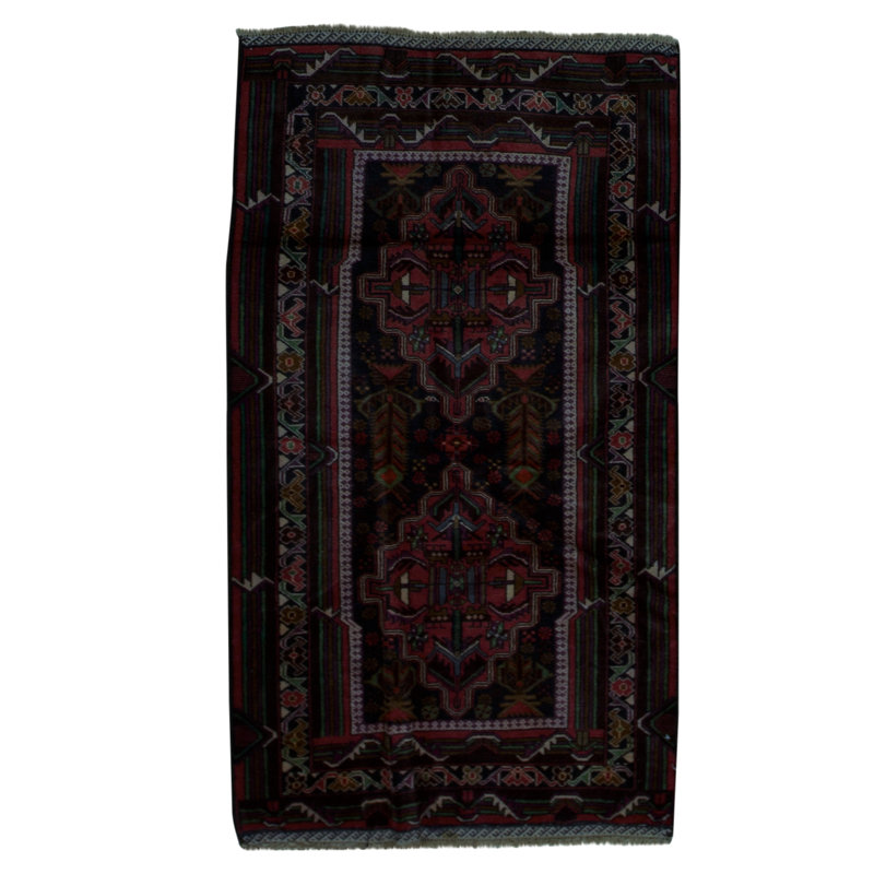 Hand-Knotted High-Quality Black/Red Area Rug
