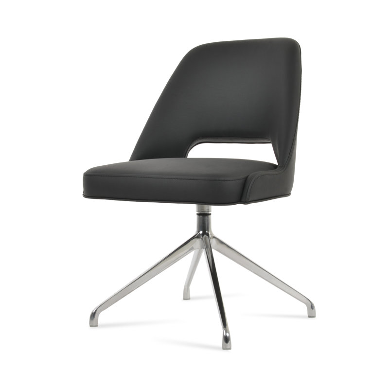 Chaise d'appoint pivotante Marash Spider, Chrome chrome, Noir