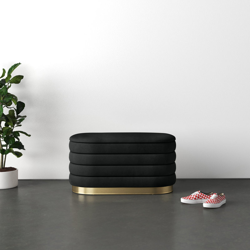 Banc de rangement rembourré TOV, Noir