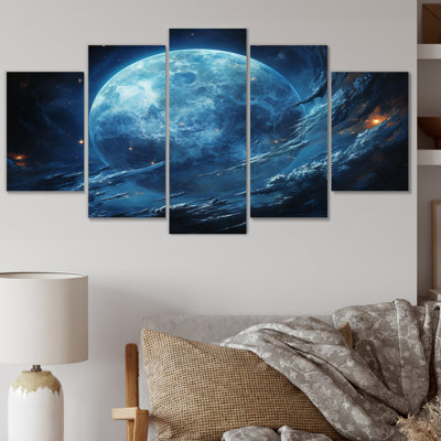Planet Neptune Deep Blue II - Neptune Canvas Print - 5 Panels
