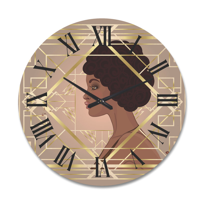 Horloge murale en bois Women in Art Deco Geometrics II, Grand