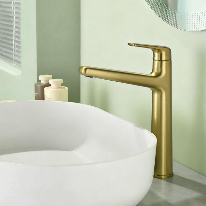 Robinet de lavabo de salle de bain à un trou avec ensemble de drain Robinets de lavabo de salle de bain à poignée simple Robinets de lavabo de salle de bain haut moderne avec valve