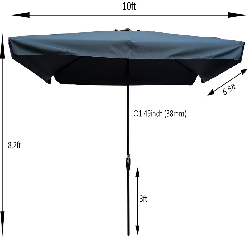 Parasol de marché rectangulaire 10 x 6,5 pi Isam, gris