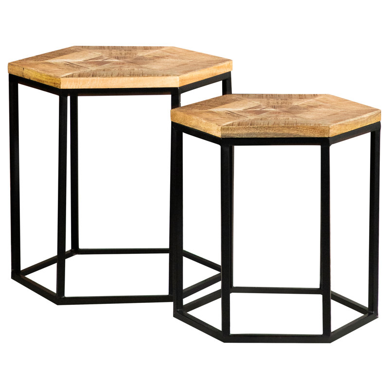 Zaelek Solid Wood Top Nesting Tables