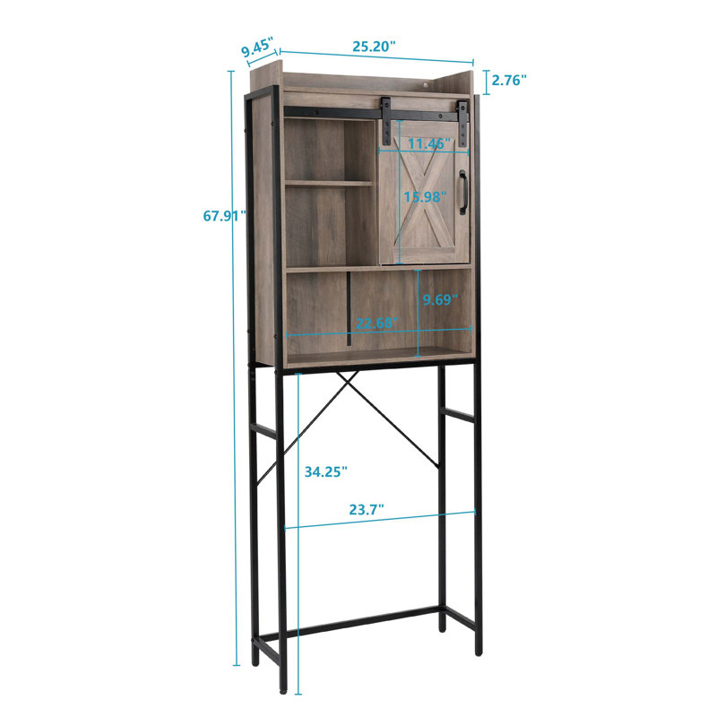 Retro Style MDF With Triamine Iron Frame Sliding Door Three-Layer Rack Bathroom Cabinet