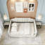 Lit de jour double rembourré avec rangement inférieur - Tissu beige, conception peu encombrante, fonction canapé-lit