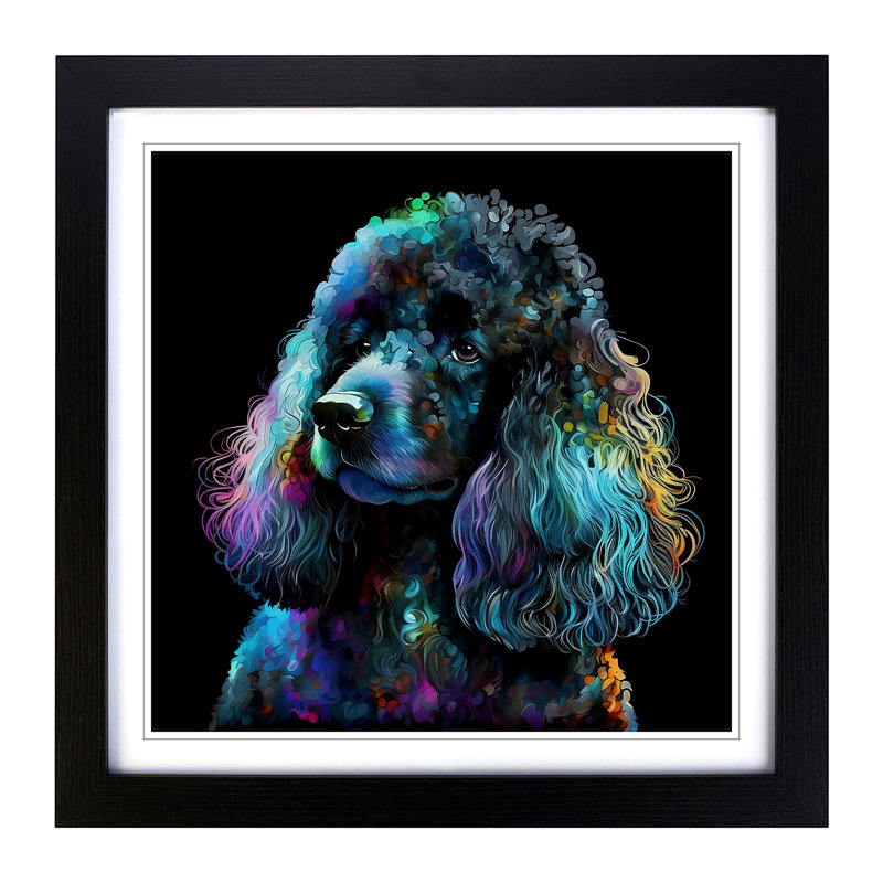 Poodle Dog Abstract - Framed Print, Black