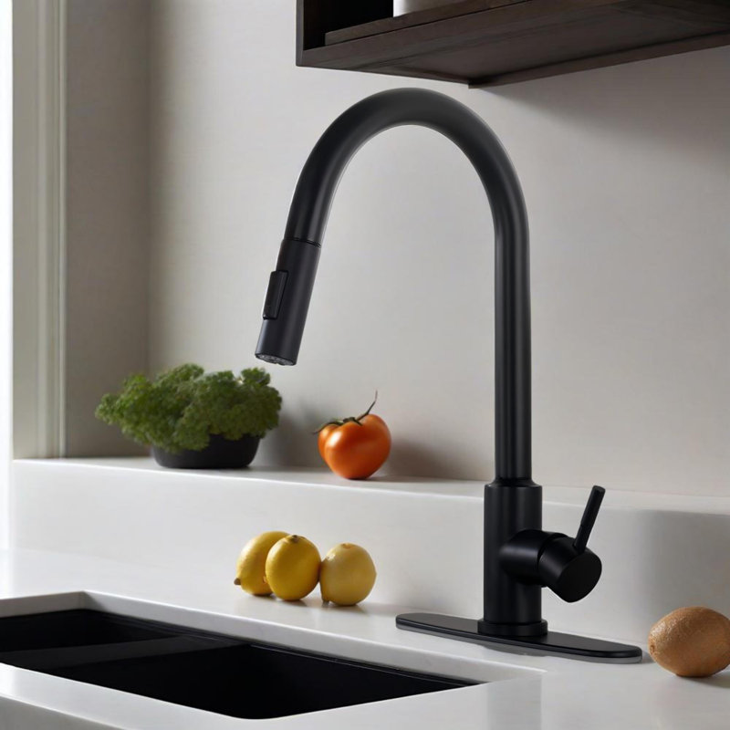 Robinet de cuisine avec douchette extractible , Noir mat