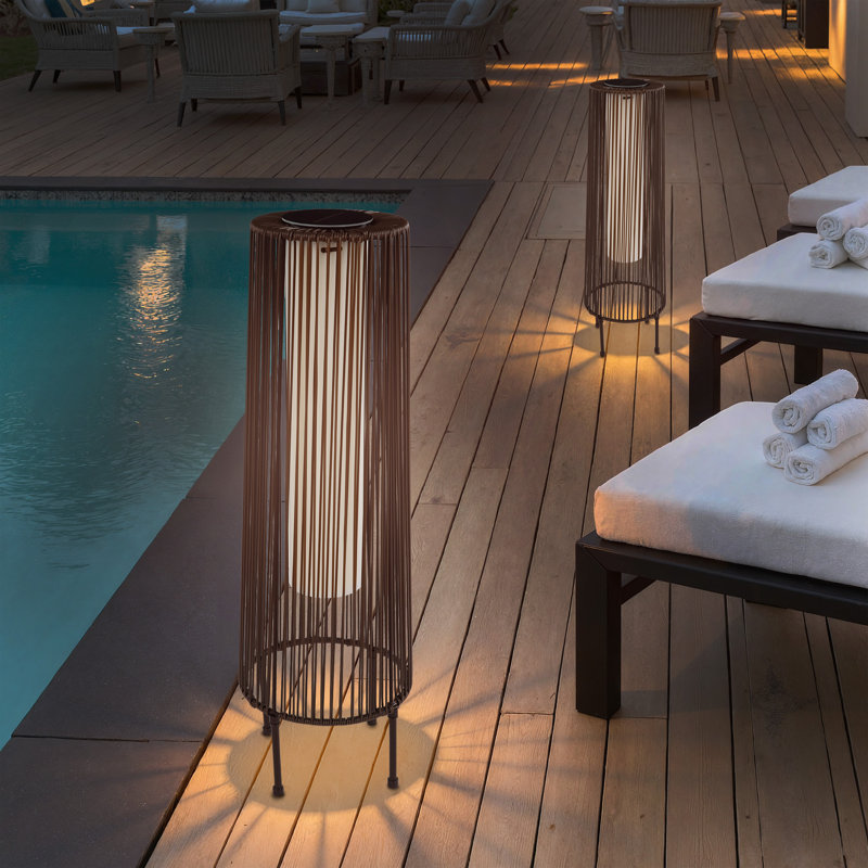 Freida Energy Saving Solar Powered Integrated LED Outdoor Floor Lamp, 26.7" H x 8.6" W x 8.6" D, Red