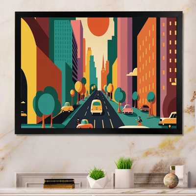 «Futuristic Cityscape with Cars II», reproduction sur toile