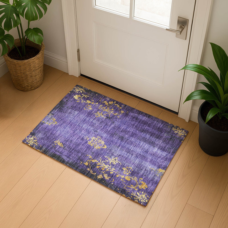 Premium Machine Washable Jacquez AMF1788 Floral Rug, Rectangle 1'8" x 2'6"