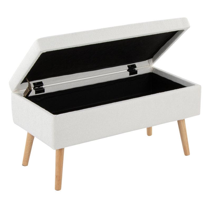 Banc en bois naturel et tissu, Crème