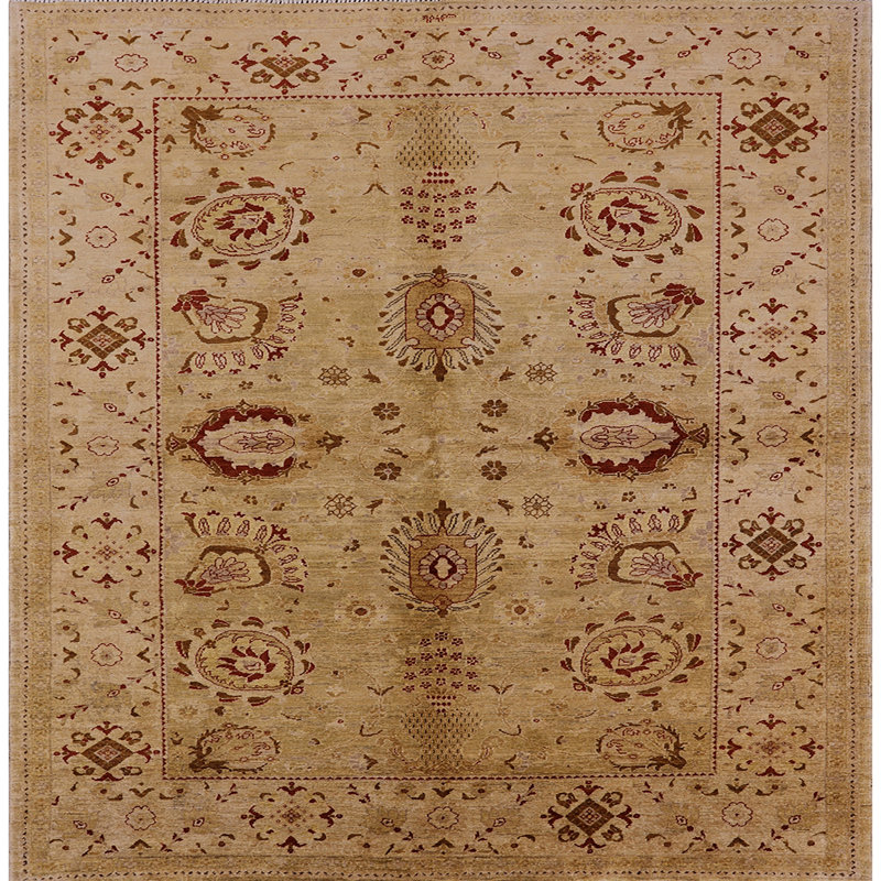 Tapis oriental brun / rouge, Carré 5 pi