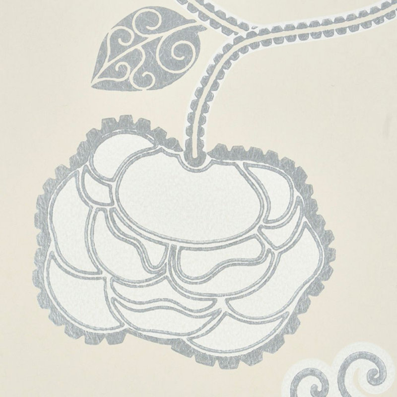 Papier peint Schumacher x Neisha Crosland, Blanc argenté