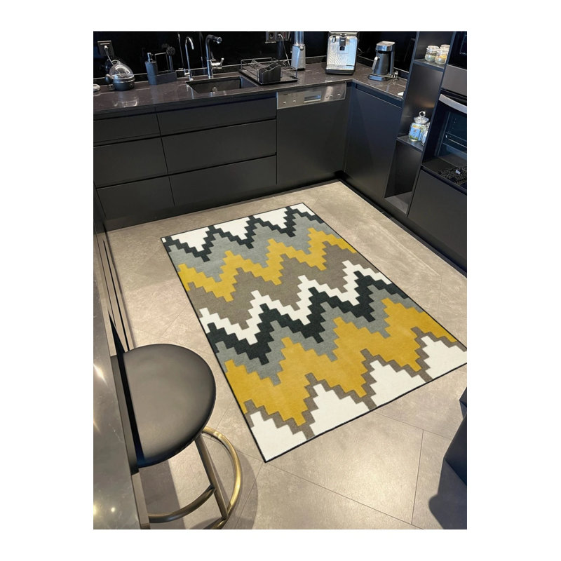 Tapis décoratif à motif géométrique de couleurs mélangées, Rond 5 pi