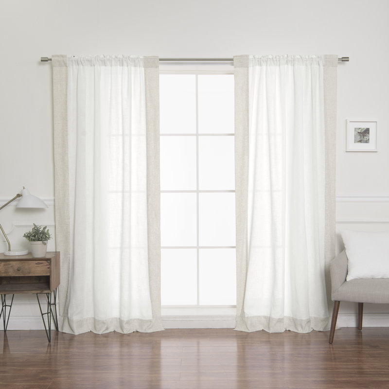 Lithonia Linen Blend Curtain, Flax/ Bright White