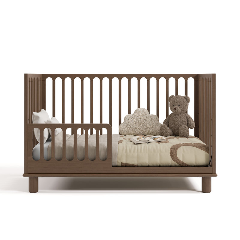Sicily Deluxe 3-In-1 Convertible Crib With Bonus Toddler Guardrail, Hazelnut, Crib