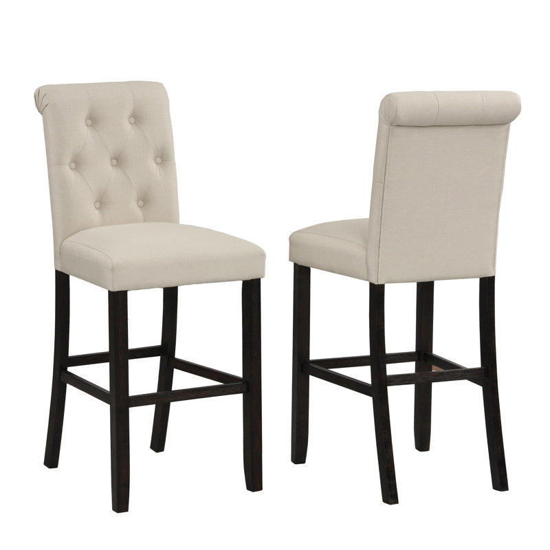 Tabouret de bar en bois massif Leviton, ensemble de 2, Tanné