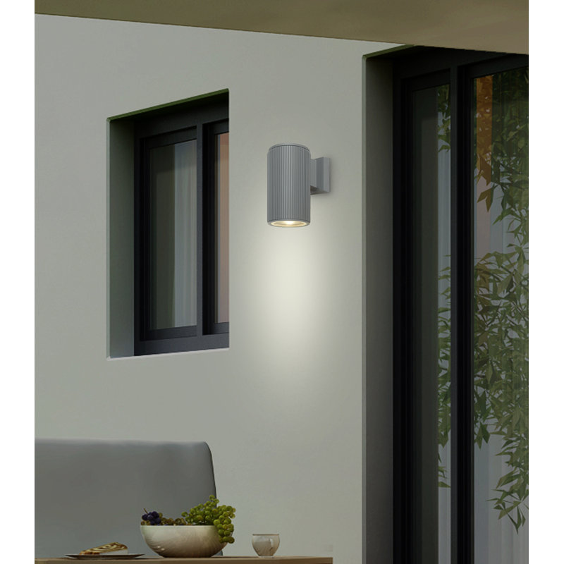 Cliburn 21.5cm H Outdoor Armed Sconce, Grey