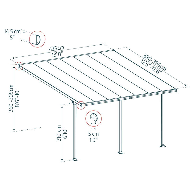 Feria 4m W x 4m D Patio Awning