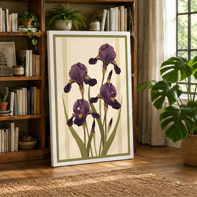 Purple Irises Study Botanical - Wrapped Canvas