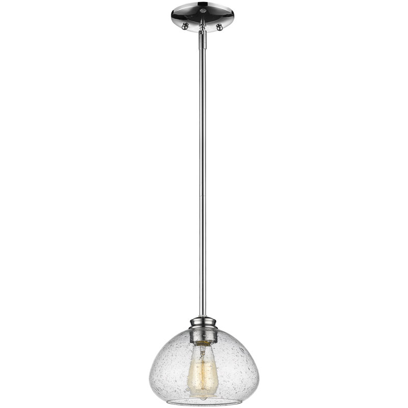 Luminaire suspendu en forme de dôme à 1 lumière Reichert, H 6,5 po x l 8 po x P 8 po, Chrome