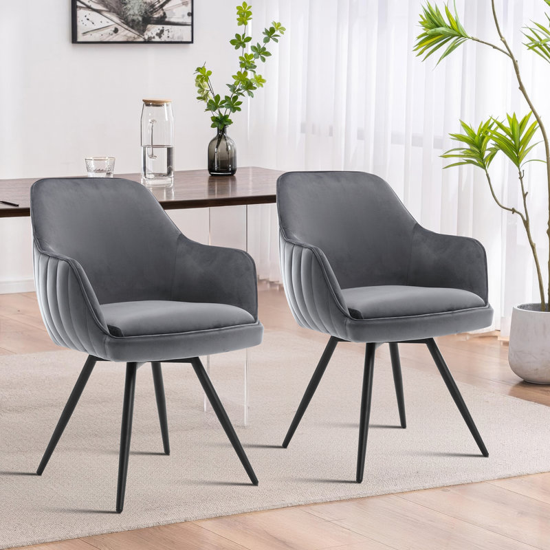 Fauteuil d'appoint pivotant en velours Prodell, gris