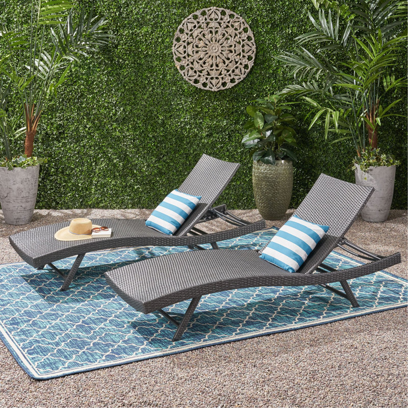 Chaise longue en osier Kauai Pe, Gris, 2