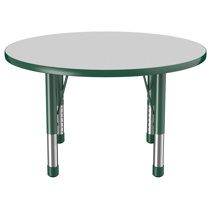 Table ronde à hauteur réglable, Épais, Gris / vert, 36"