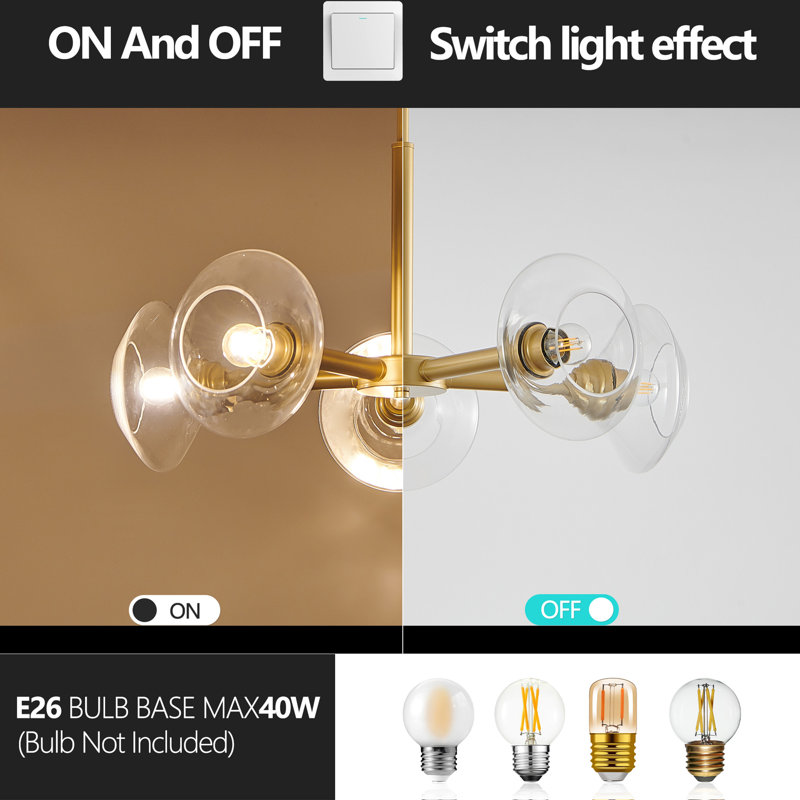 Lustre doré à 5 lumières avec design spoutnik, lustre moderne en métal linéaire, luminaire à hauteur réglable