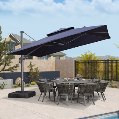 12' X 12' Patio Umbrella Outdoor Square Umbrella Large Cantilever,Navy
