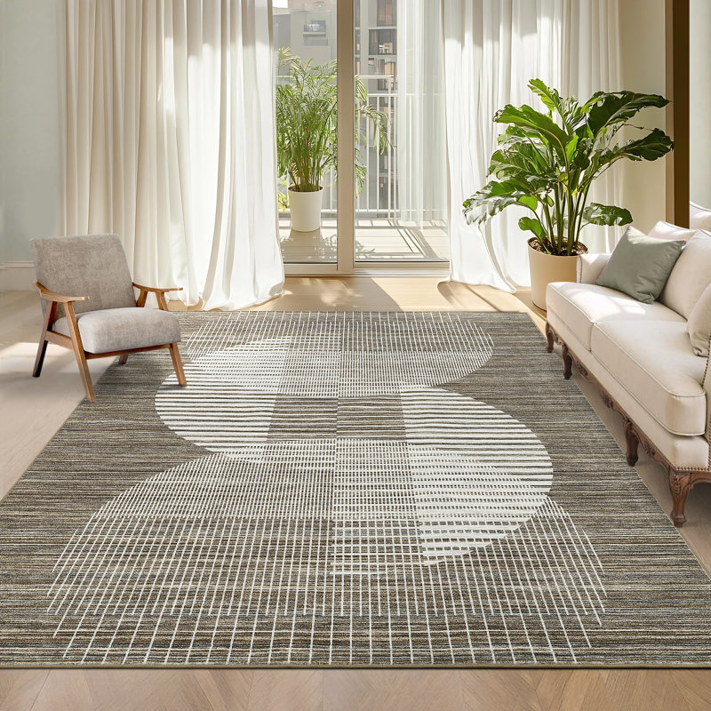Geometric Machine Washable Rug for Living Room Indoor Carpet for Home Decor Aesthetic Non-Slip Modern Rug for Bedroom Dining Room Office Nursery Playroom Teen Dorm