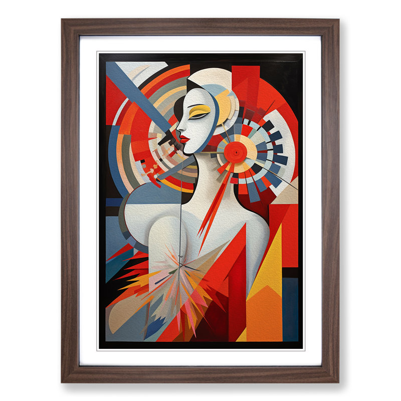 Angel Constructivism Art - Framed Print, Walnut Framed, 34cm H x 25cm W x 2cm D