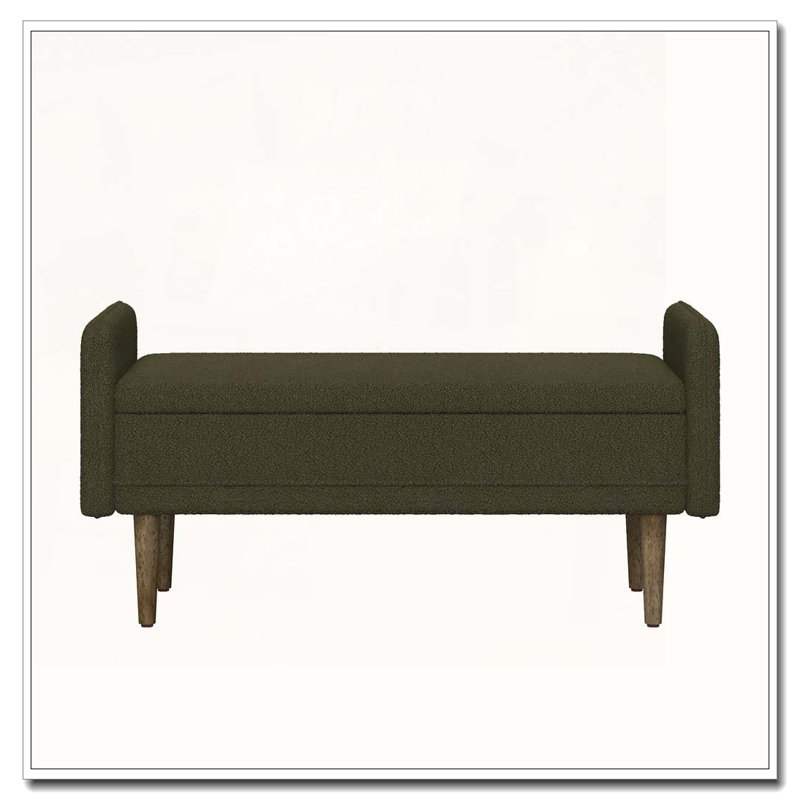 Banc de rangement en velours Teddy, Vert