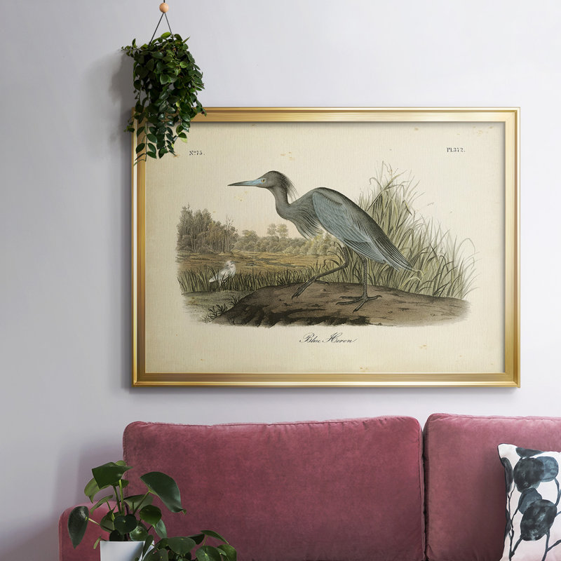 " Audubons Blue Heron ", Gold, 26" H x 38" W x 1.5" D