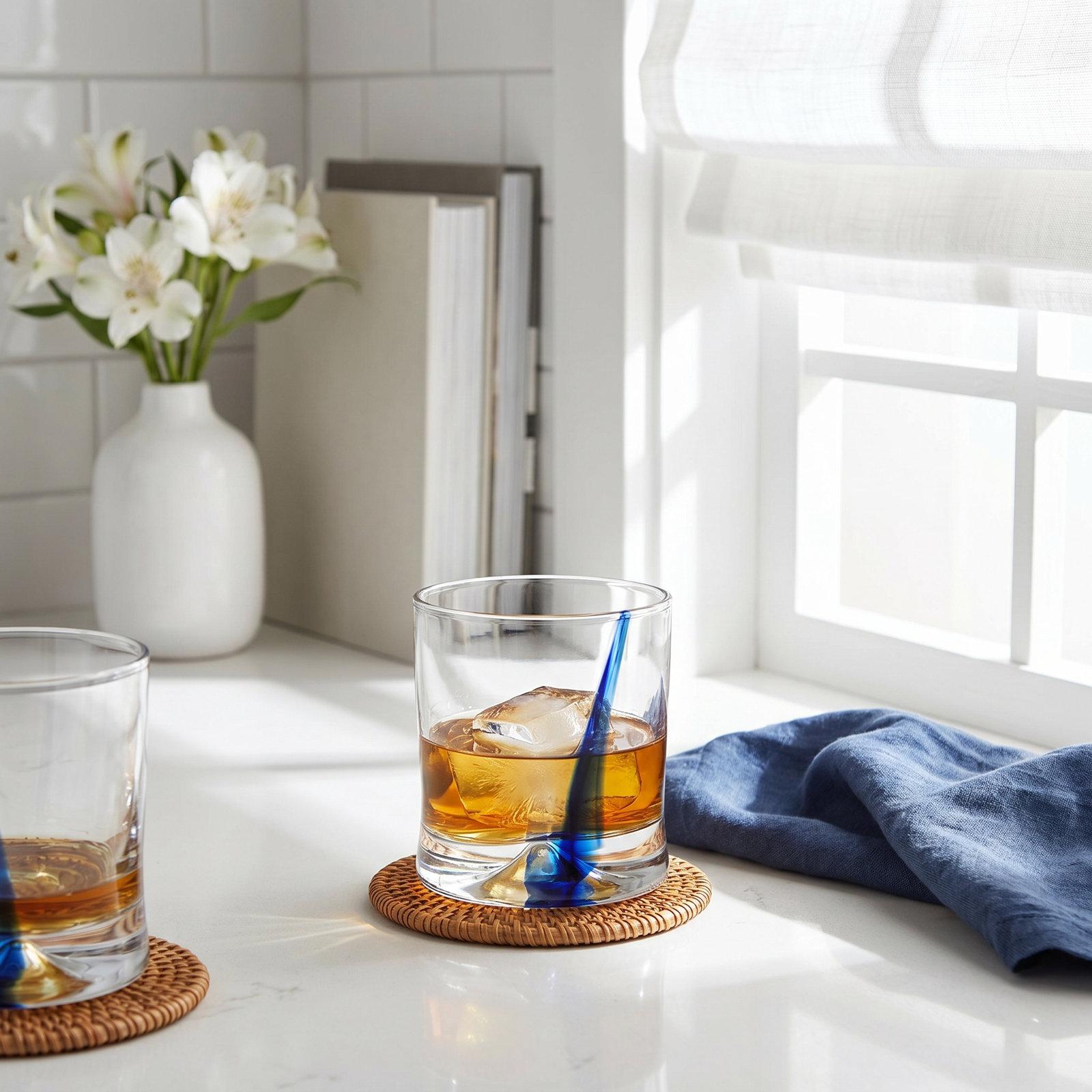 Blue Ribbon Drinking Glass