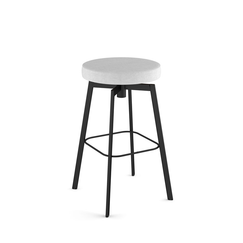 Borries Swivel Backless Counter & Bar Stool, Counter Stool (26.75" Seat Height), Vinyl-White