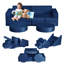 Ensemble de 14 pièces pour enfants : canapé de jeu modulable et souple avec housses lavables, en mousse haute densité, idéal pour les tout-petits et les enfants. Parfait pour construire une cabane dans la salle de jeux (bleu).-1027742230