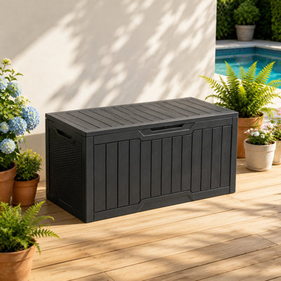 Boîte de rangement verrouillable en résine résistante à l'eau 100 gallons Quartey