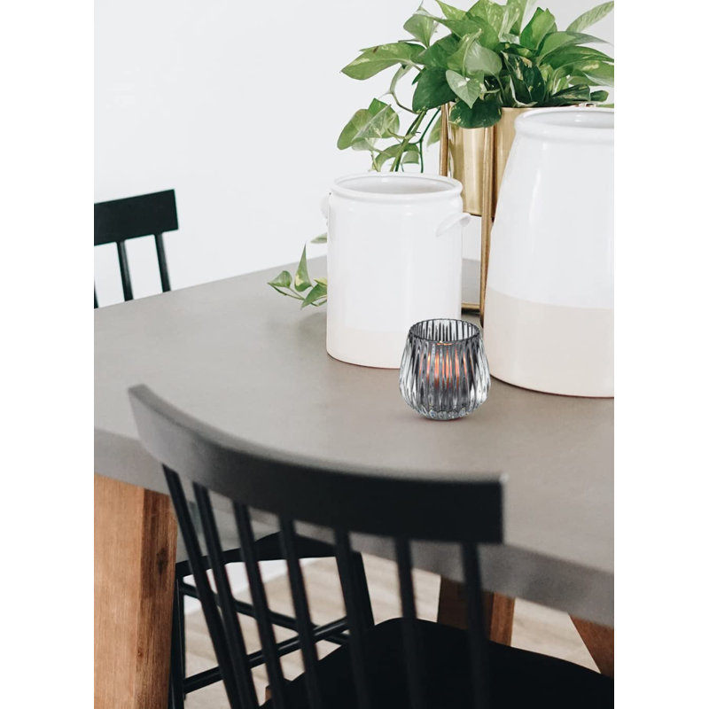 Elyvia 3'' H Glass Tabletop Votive Holder, Smoke Gray