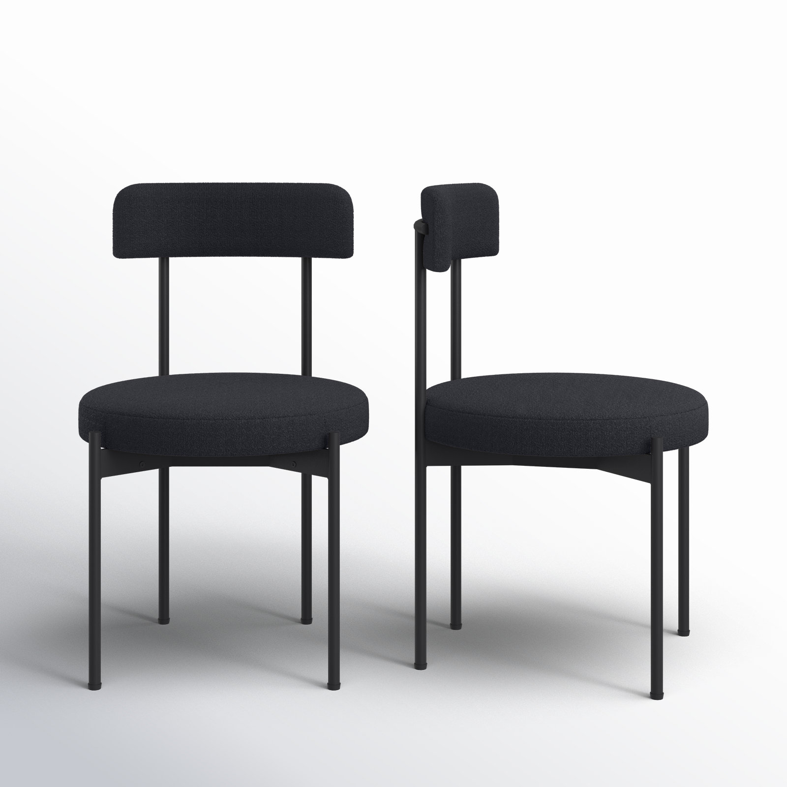 Liana Boucle Dining Chair, Black