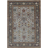 Hand-Knotted High-Quality Ivory and Brown Area Rug