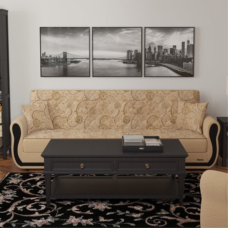 Canapé-lit rembourré convertible avec rangement, Beige
