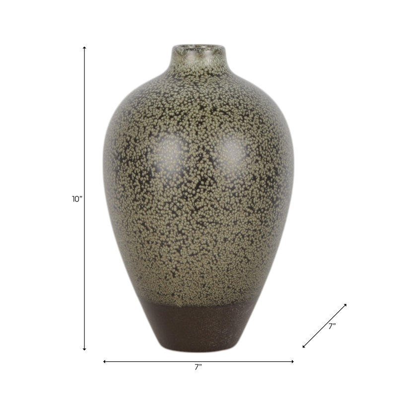 Sculptural Ceramic Vase With Textured Organic Design - Modern Decorative Accent, 10" H x 7" W x 7" D