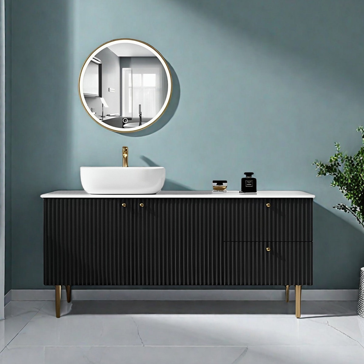 Backop Nordic style marble bathroom cabinet | Wayfair