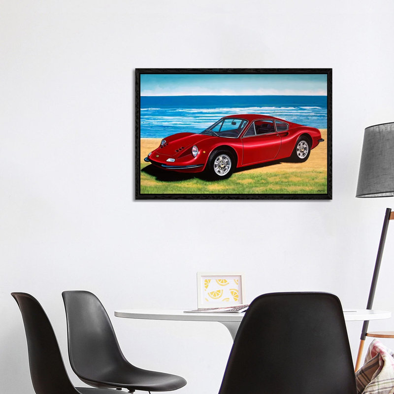 Ferrari Dino by Paul Meijering - Painting on Canvas, Black Framed, 101.6 cm H x 66.04 cm W