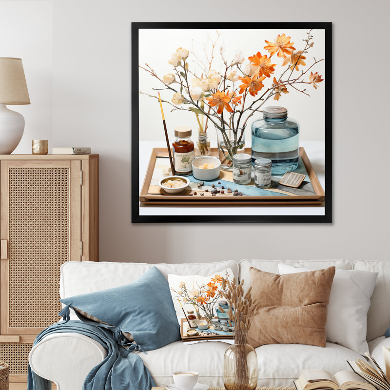 Still Life Arrange II - Abstract Still Lifes Wall Decor, Cadre simple noir, H 16 po x l 16 po x P 1 po