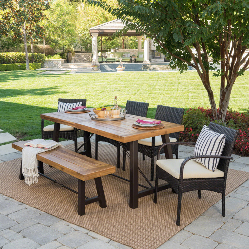 Poitras Outdoor 6 Piece Dining Set with Cushions