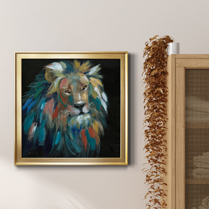 Painted Leo - Peinture sur toile encadrée, Doré, H 34,5 po x l 34,5 po x P 1,5 po